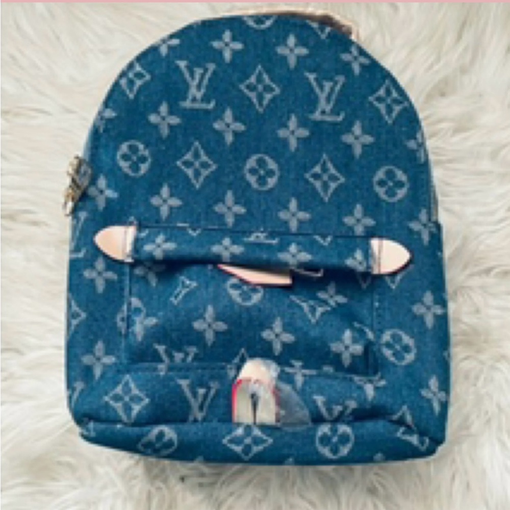 Stylish Blue Monogram Backpack - image 1